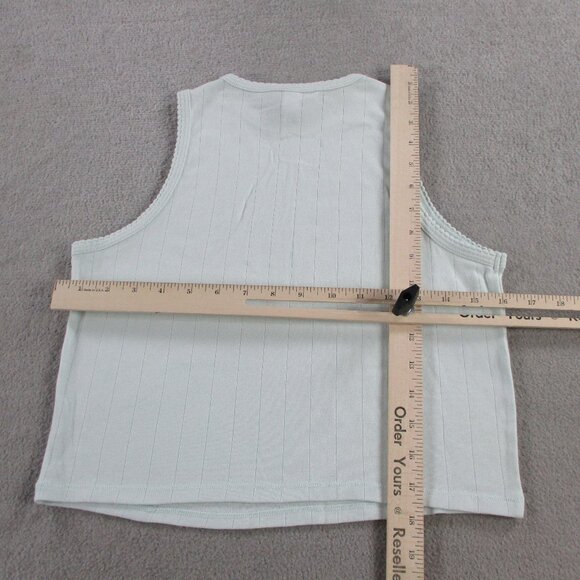 SKIMS Drop Needle Cropped Tank Top Womens Large Frost Blue Pointelle Crewneck - Picture 7 of 10